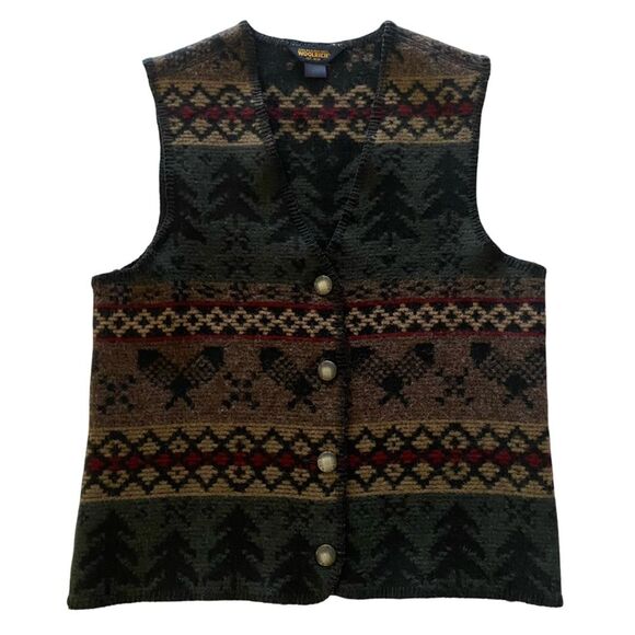 Vintage Print Woolwich Wool Blend Vest Size Small - Picture 1 of 7